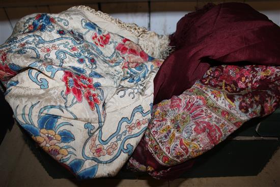 Victorian printed silk shawl & Paisley silk shawl A/F